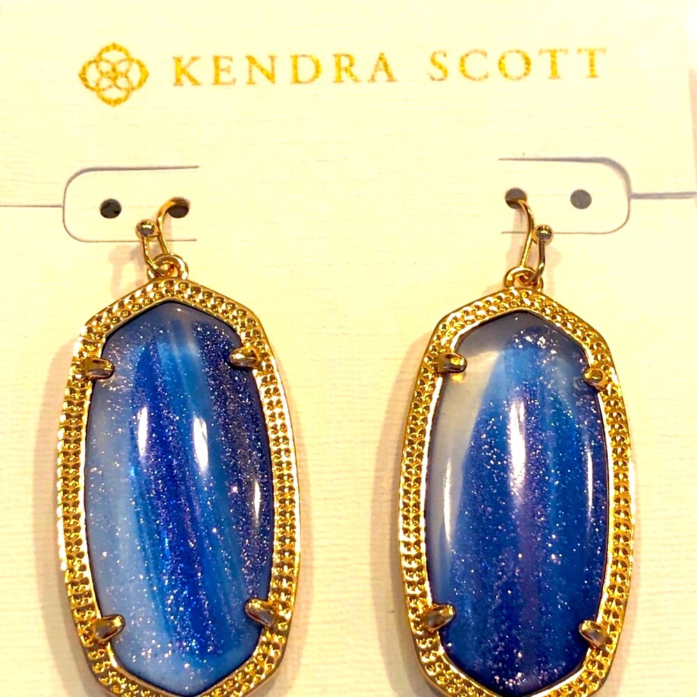 NWT RARE & RETIRED Kendra Scott Navy Dusted Harlow & Elles Rose Gold STUNNING! - Picture 7 of 13